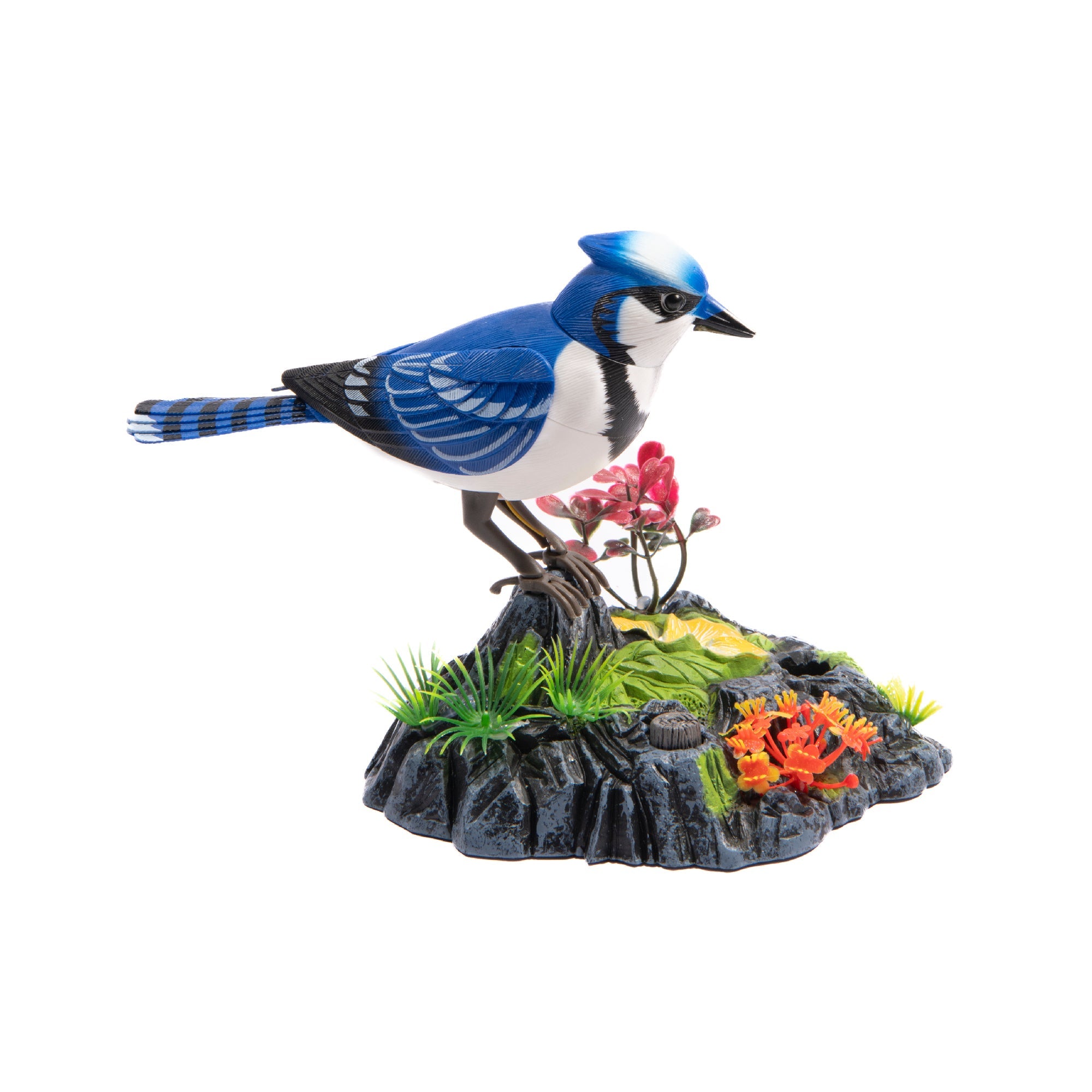 Voice-Activated Blue Jay Induction Bird Decorative Accent with Movement
