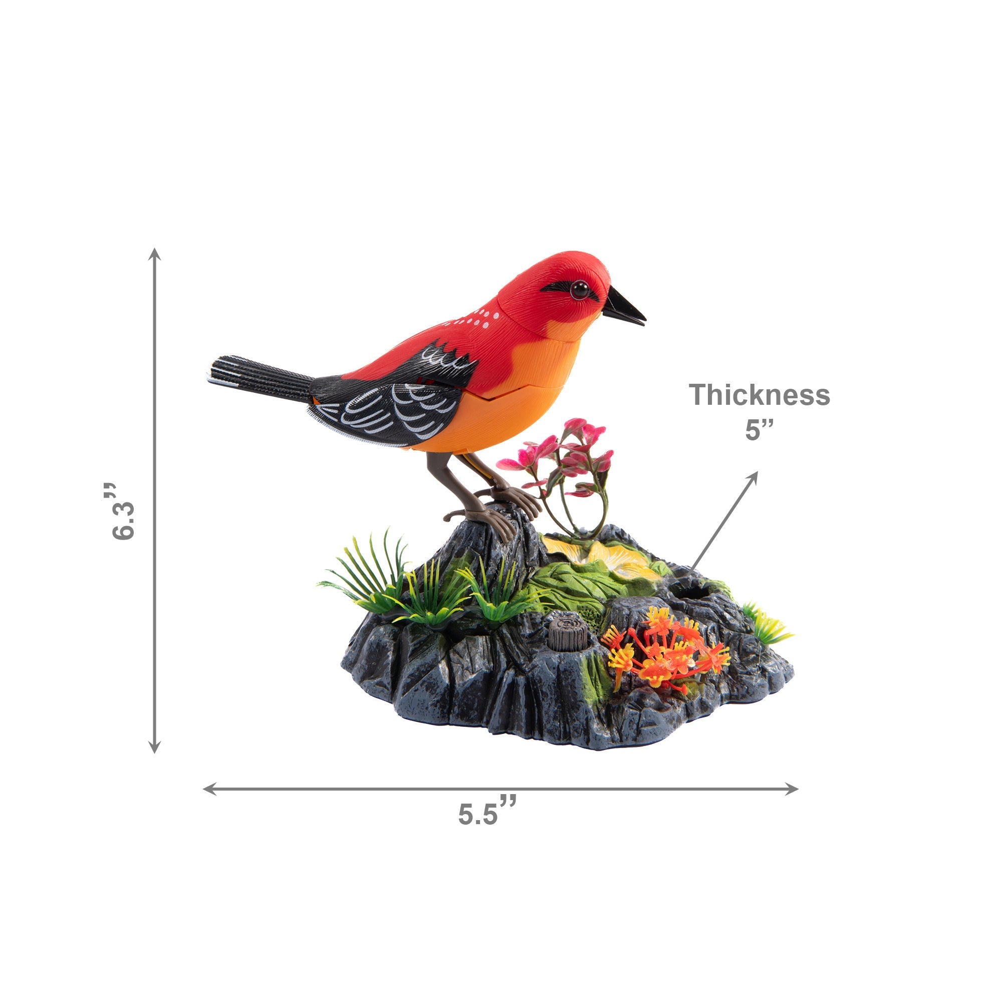 Voice-Activated Cardinal Induction Bird Décor with Interactive Features