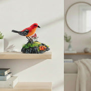 Voice-Activated Cardinal Induction Bird Décor with Interactive Features