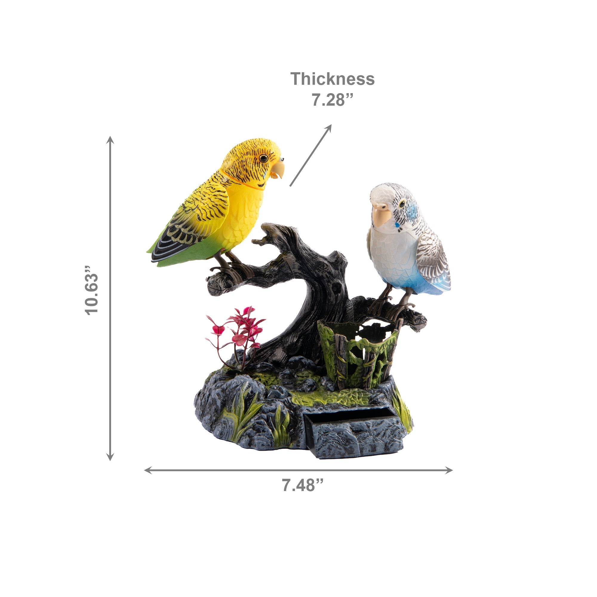 Voice-Activated Blue & Yellow Parrots Induction Bird Décor with Sound