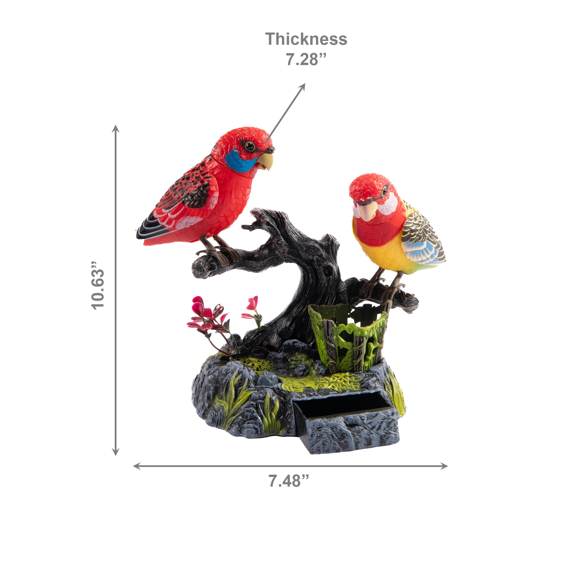 Voice-Activated Red Parrots Induction Bird Decorative Accent