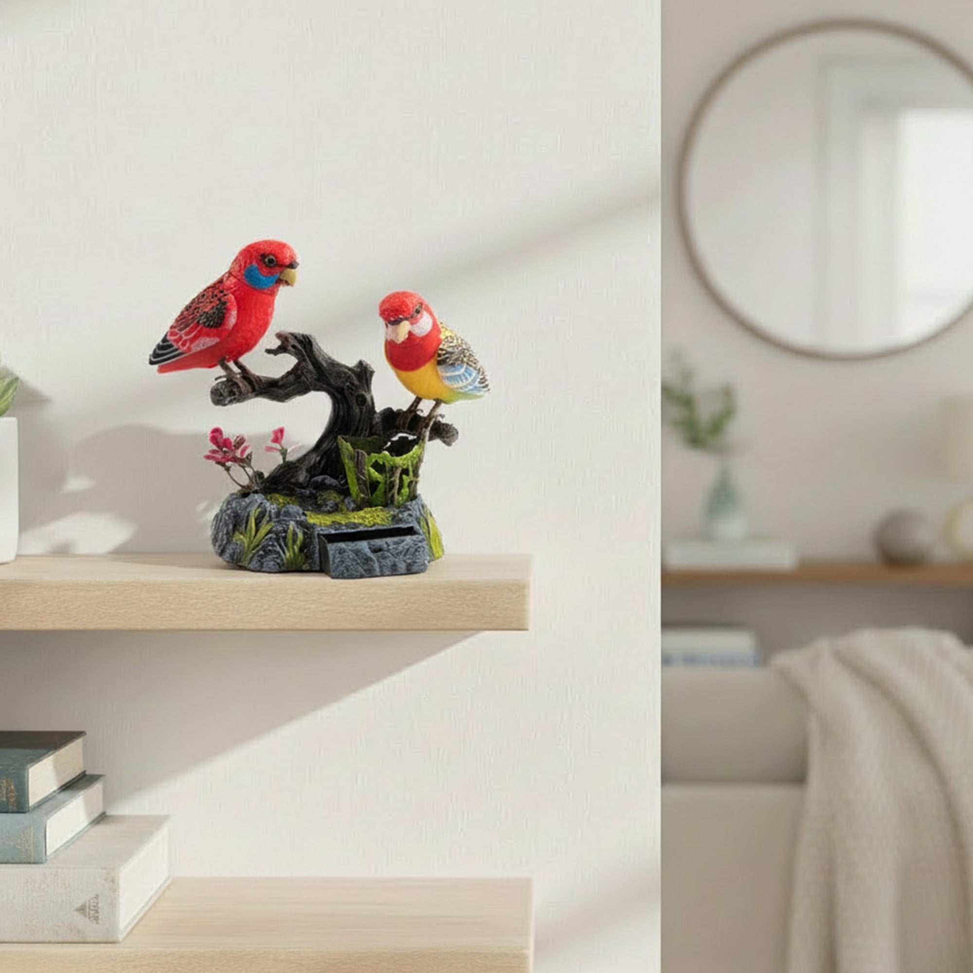 Voice-Activated Red Parrots Induction Bird Decorative Accent