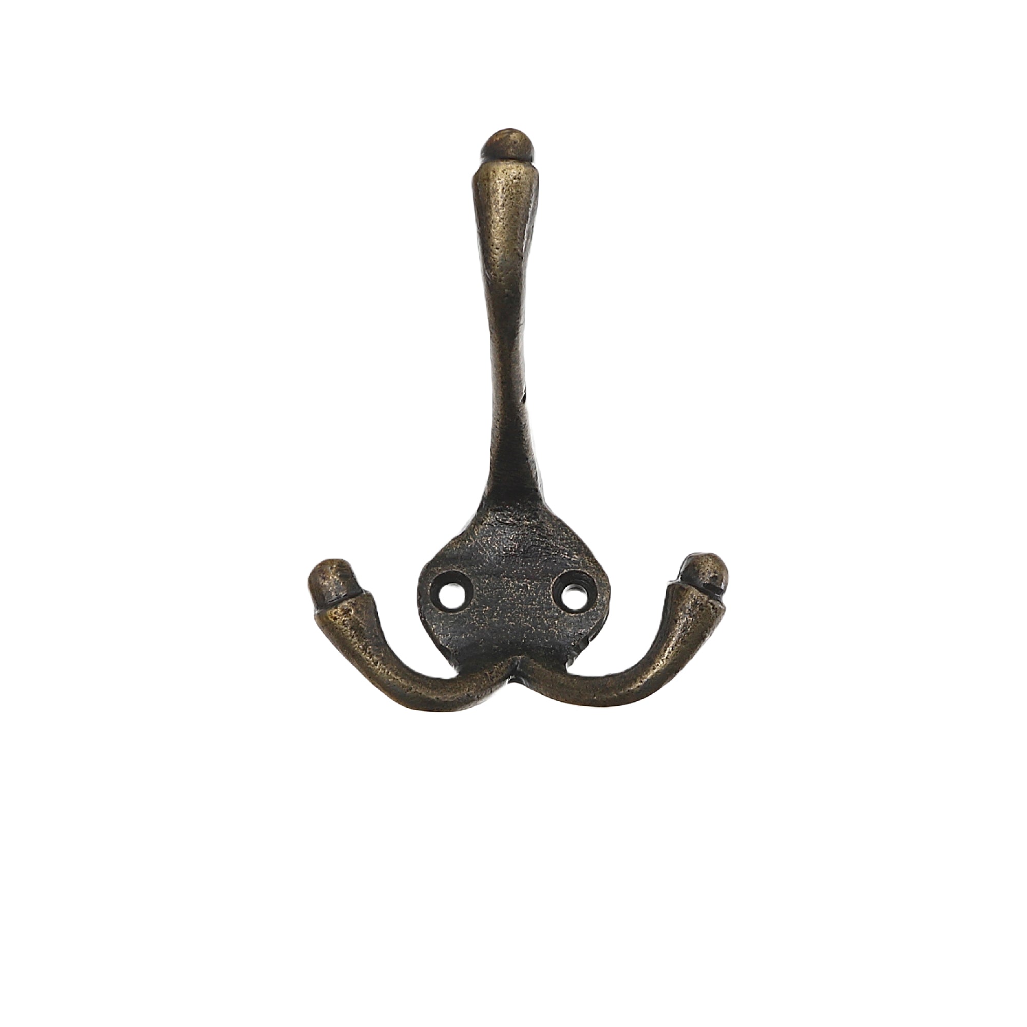 Classic Triple Iron Wall Hook Antique Brass Finish - Set of 4 Wall Storage Hooks