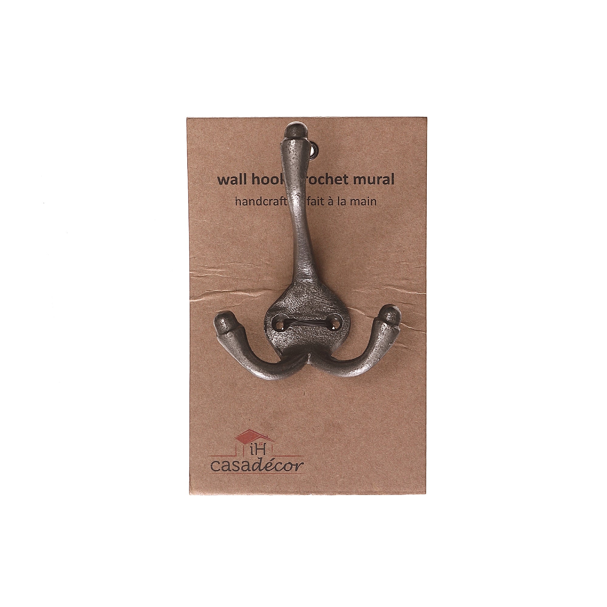 Classic Triple Iron Wall Hook Antique Nickel Finish - Set of 4 Wall Storage Hooks