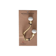 Iron Wall Hook With Ceramic Ivory Knob Gold Finish - Set of 4