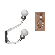 Iron Wall Hook With Ceramic Ivory Knob Nickel Finish - Set of 4