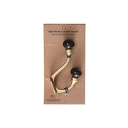 Iron Wall Hook With Ceramic Black Knob Gold Finish - Set of 4
