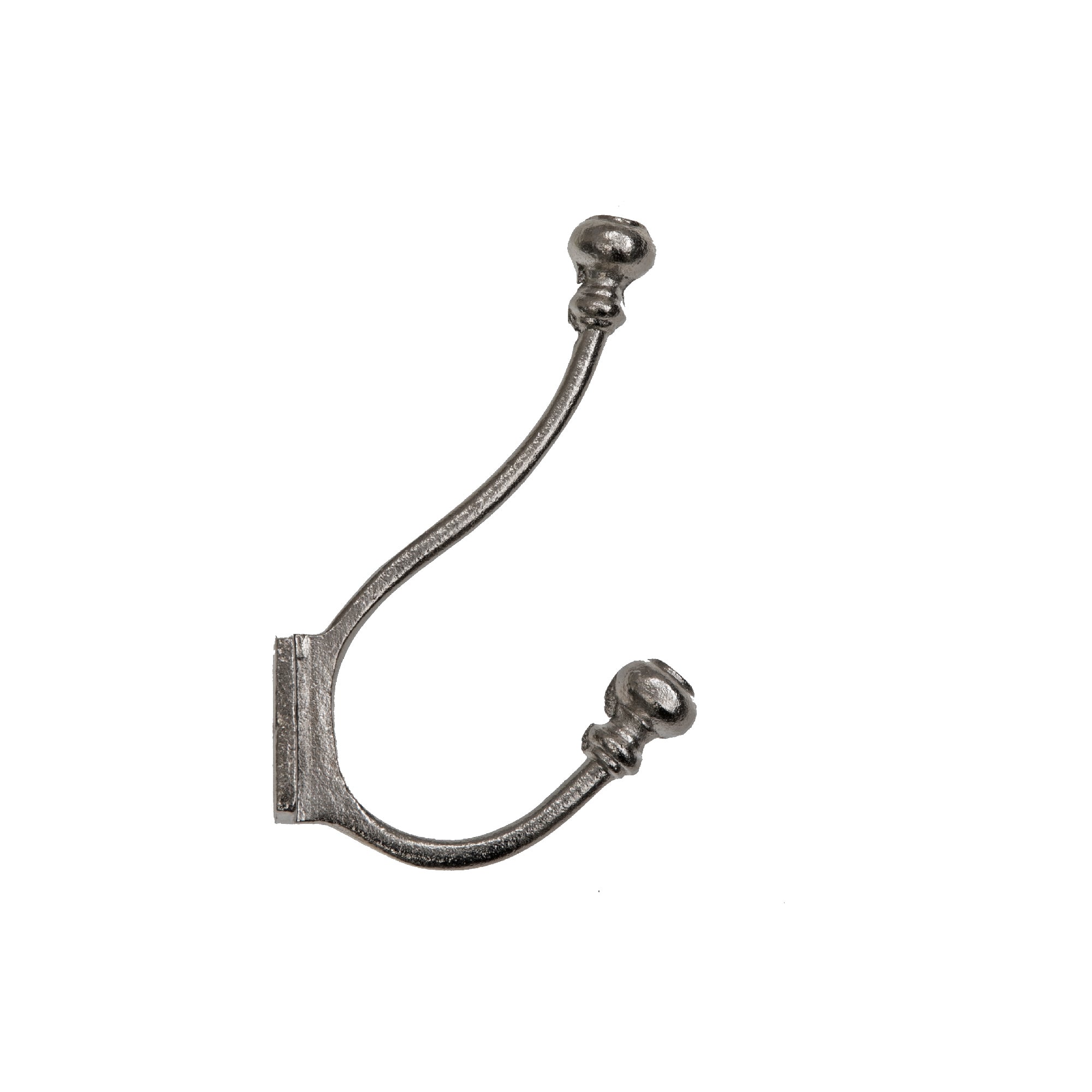Classic Double Iron Wall Hook Nickel - Set of 2 Heavy Duty Wall Storage Hooks