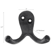 Double Prong Iron Hook Black - Set of 3