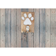 Etched Wooden Paw With Double Prong Hook Nickel, Pet Wall Hook, Home Organization Accent