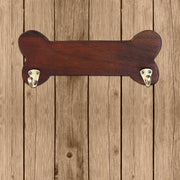 Wooden Bone Shape Wall Hook With 2 Gold Hooks Mahogany, Pet Home Organizer, Entryway Wall Decor