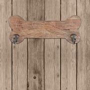 Wooden Bone Shape Wall Hook With 2 Brass Hooks Natural, Pet Home Organizer, Rustic Wall Accent
