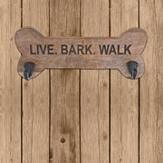 Wood Bone Shape Live Bark Wall Hook With 2 Black Hooks, Pet Home Organizer, Rustic Wall Decor