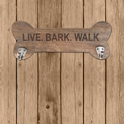 Wood Bone Shape Live Bark Wall Hook With 2 Nickel Hooks, Rustic Pet Home Organizer