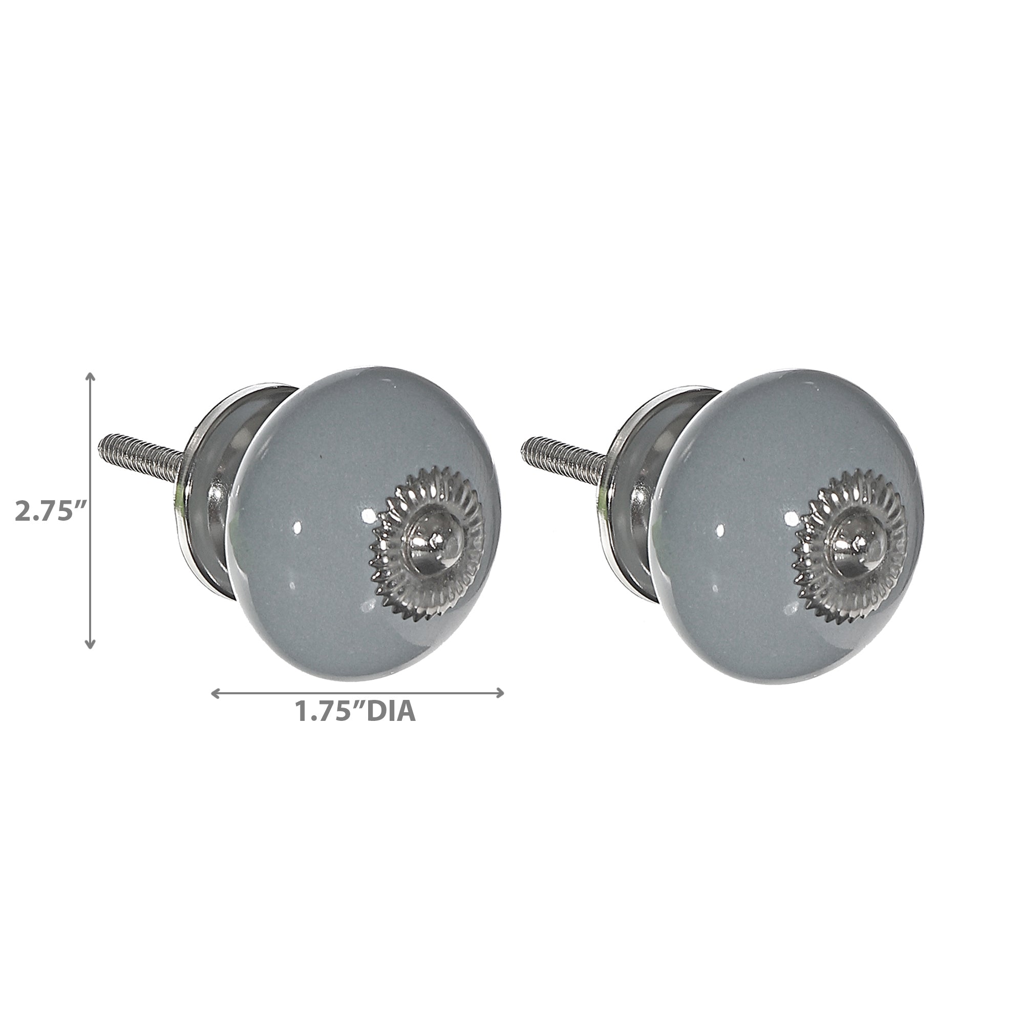 Grey Smooth Ceramic Knob Set of 2 – Cabinet & Drawer Hardware, Modern Home Decor