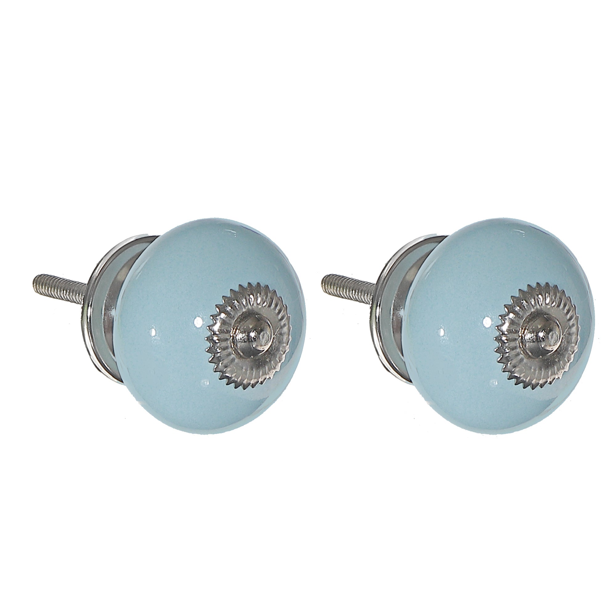 Sky Blue Smooth Ceramic Knob Set of 2 – Cabinet & Drawer Hardware, Modern Home Decor