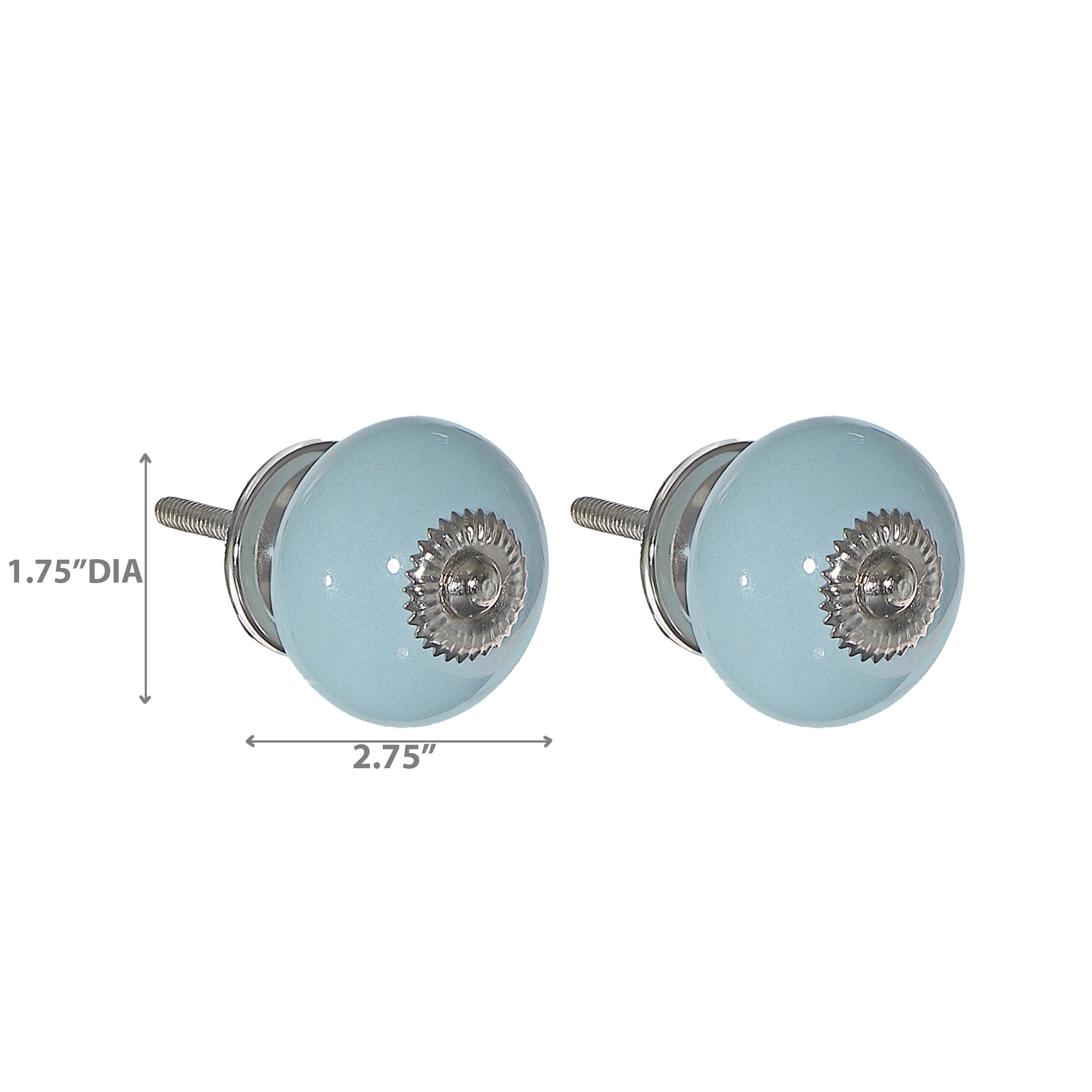 Sky Blue Smooth Ceramic Knob Set of 2 – Cabinet & Drawer Hardware, Modern Home Decor