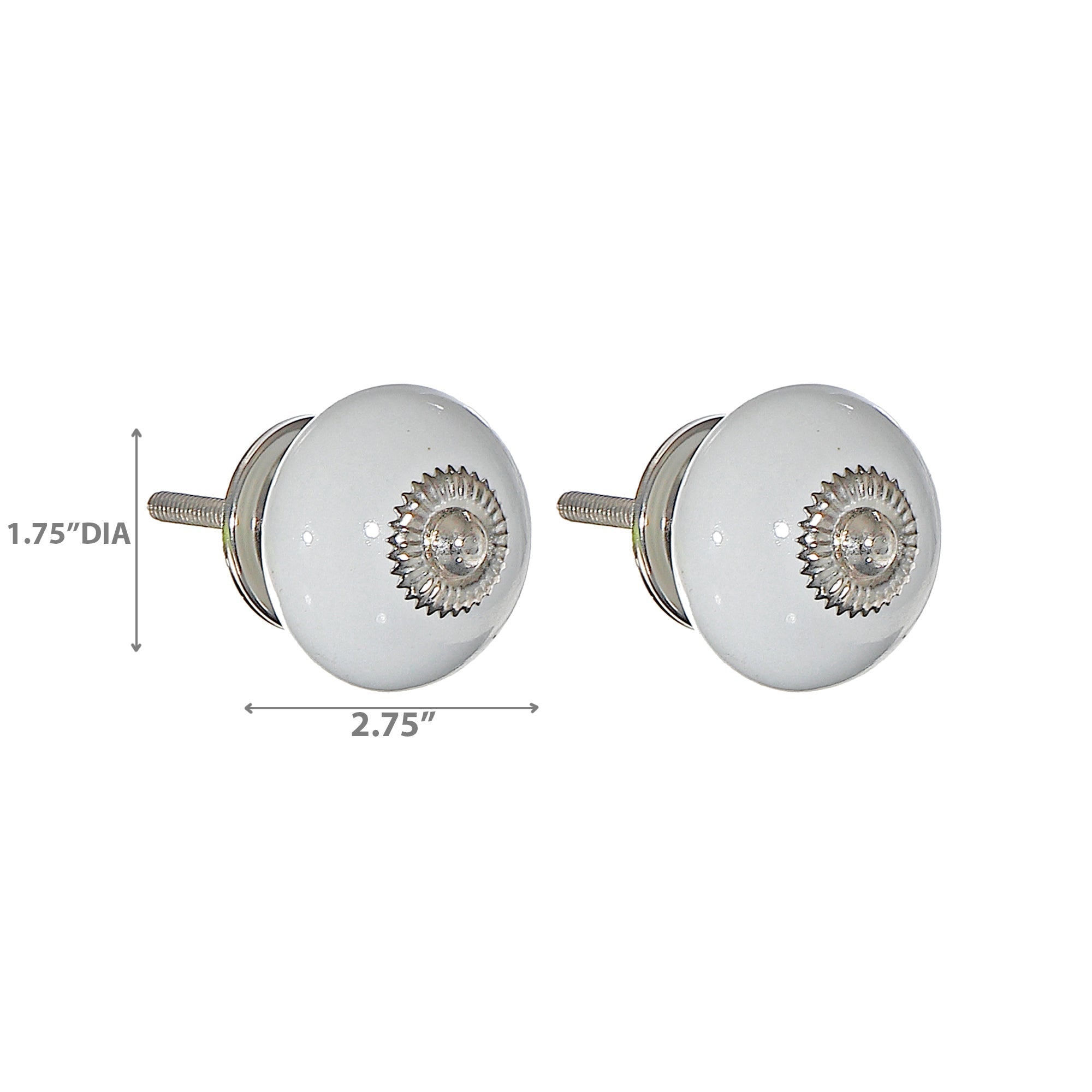 White Smooth Ceramic Knob Set of 2 – Cabinet & Drawer Hardware, Modern Home Decor