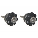 Decorative Scalloped Ceramic Knob Set Of 2 Black - Set of 2
