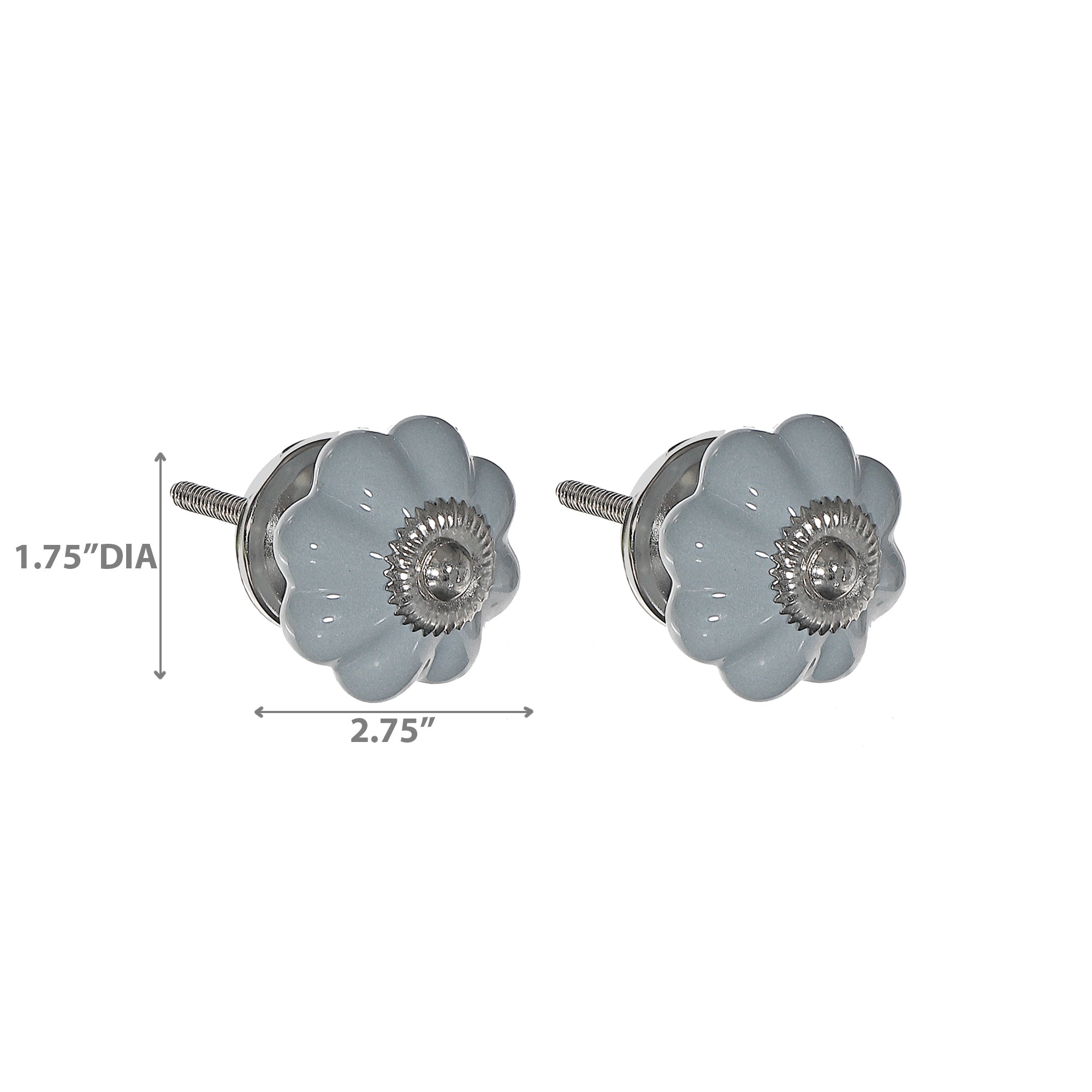 Grey Scalloped Ceramic Knob Set of 2 – Cabinet & Drawer Hardware, Home Decor