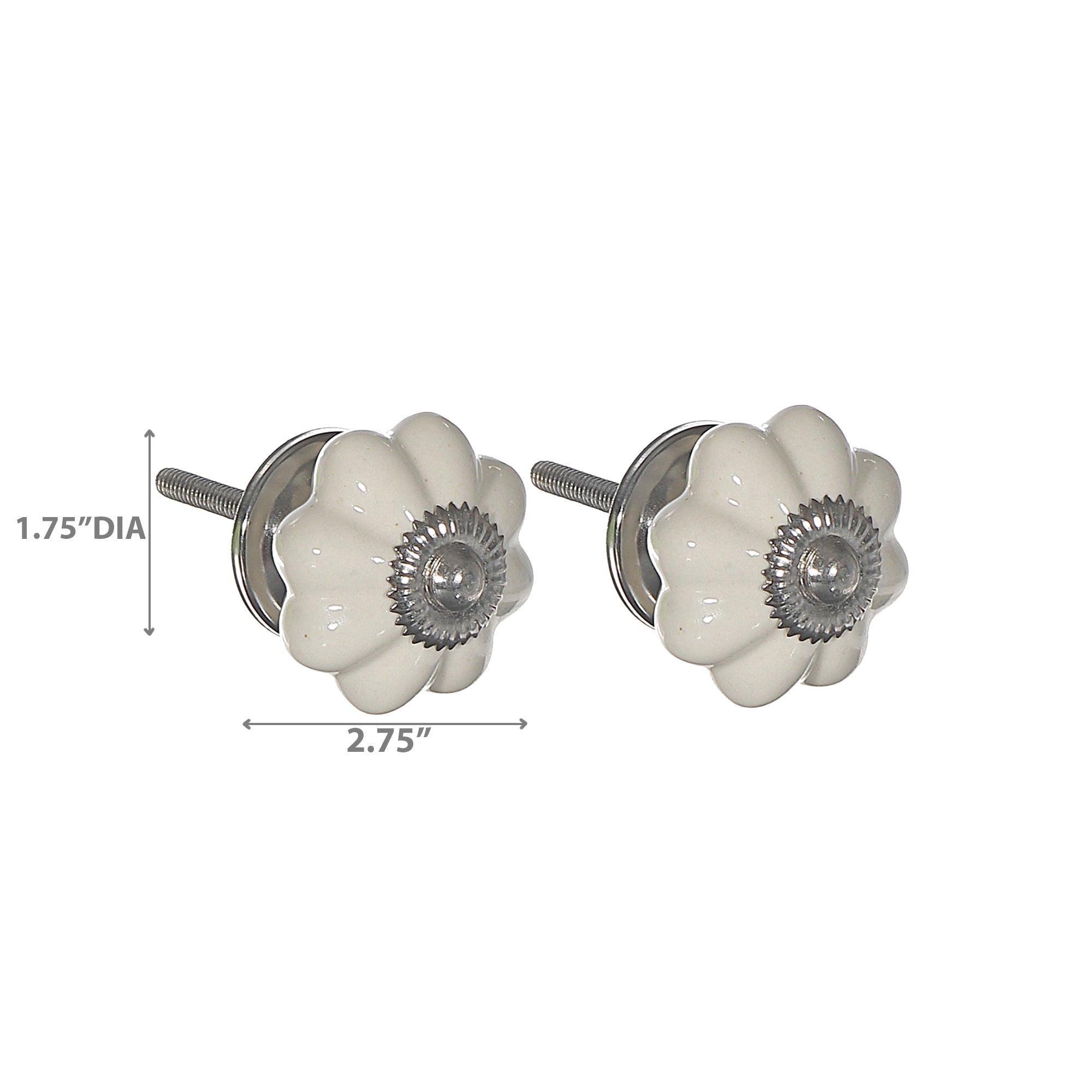 Ivory Scalloped Ceramic Knob Set of 2 – Cabinet & Drawer Hardware, Home Decor