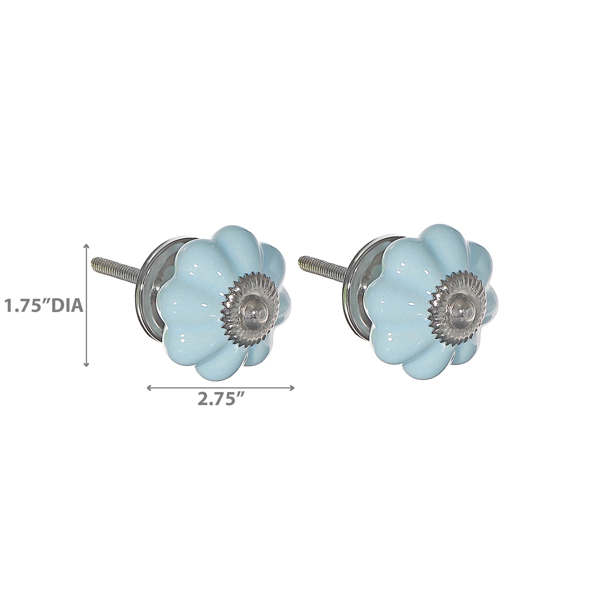 Sky Blue Scalloped Ceramic Knob Set of 2 – Cabinet & Drawer Hardware, Home Decor