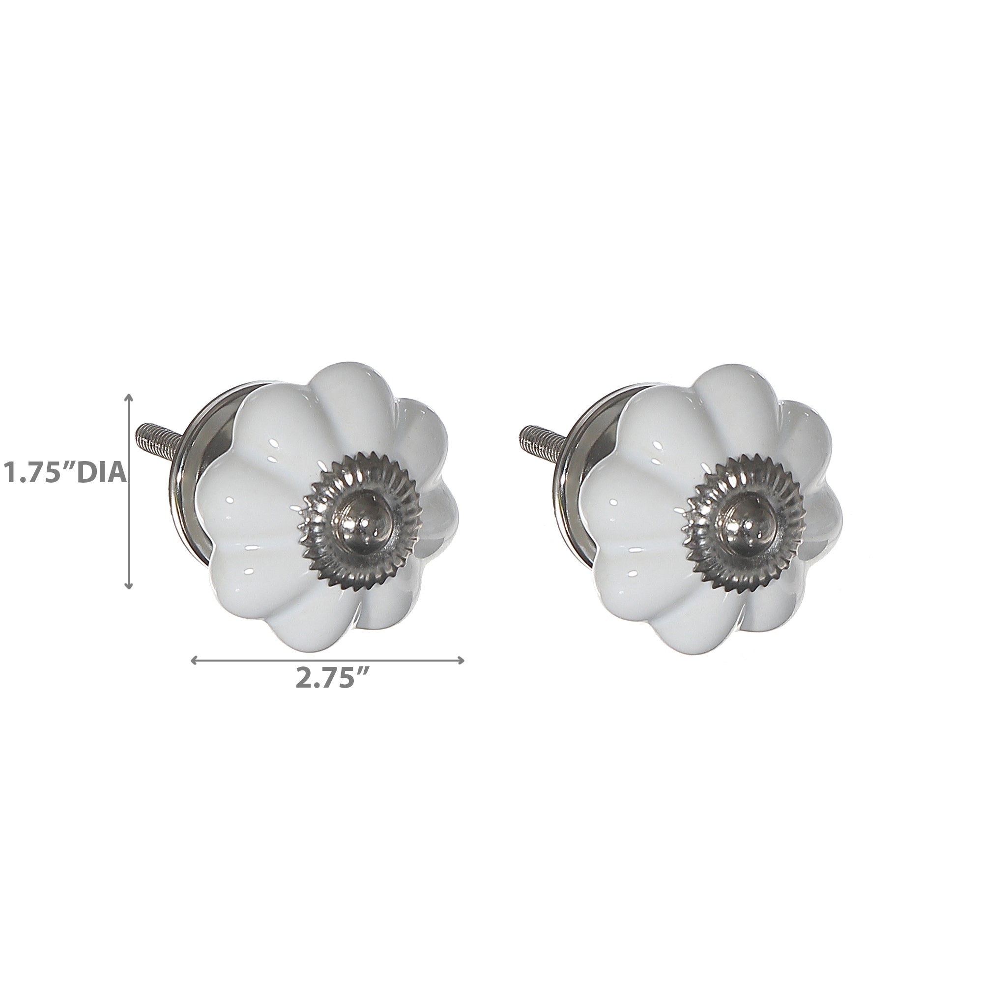 White Scalloped Ceramic Knob Set of 2 – Cabinet & Drawer Hardware, Home Decor