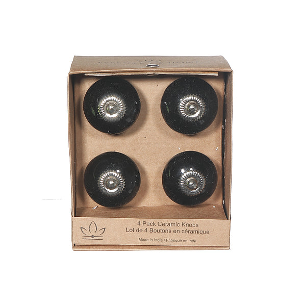 Decorative Smooth Ceramic Knob Set Of 4 Black
