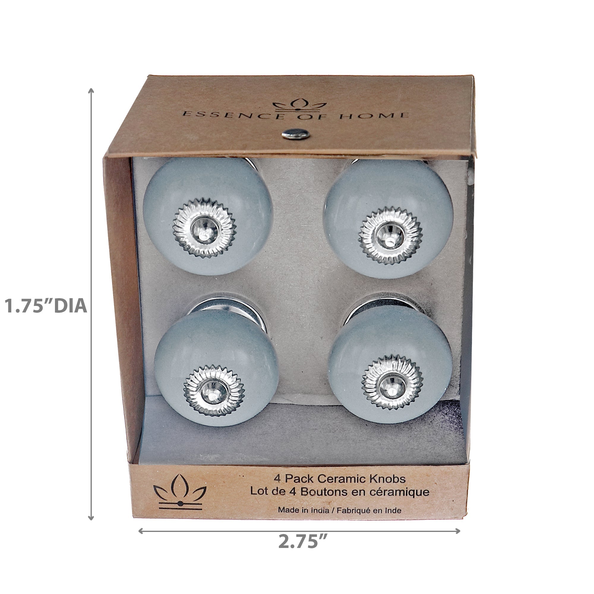 Grey Smooth Ceramic Decorative Knob Set of 4 – Cabinet & Drawer Hardware, Modern Home Decor