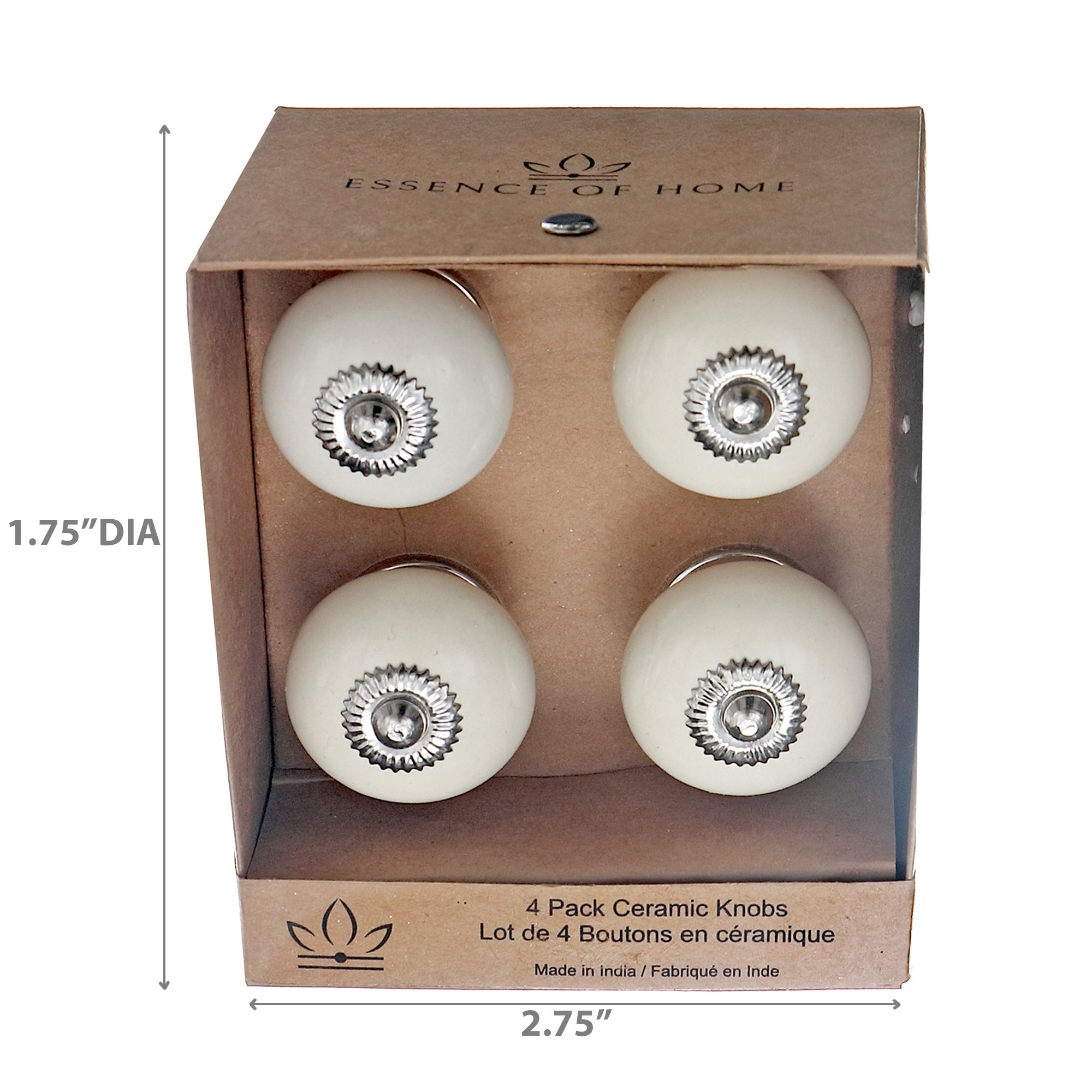 Ivory Smooth Ceramic Decorative Knob Set of 4 – Cabinet & Drawer Hardware, Modern Home Decor