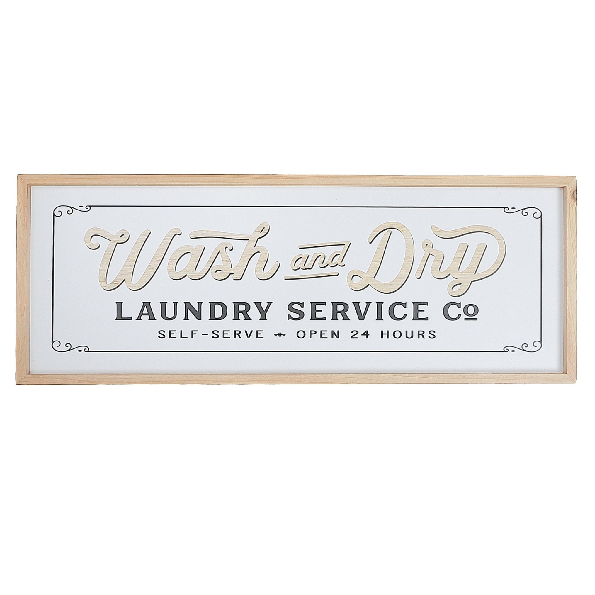 Framed Wooden Laundry Room Sign Wash And Dry, Rustic Farmhouse Laundry Decor