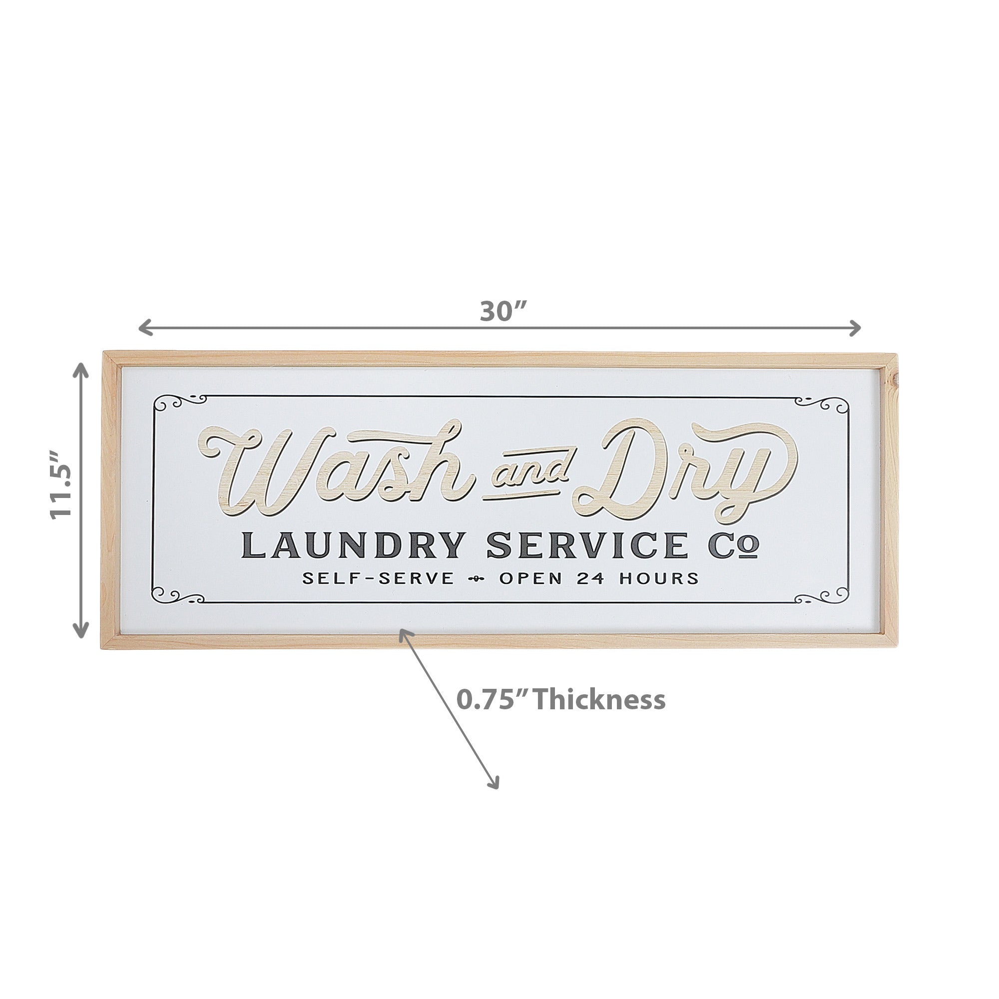 Framed Wooden Laundry Room Sign Wash And Dry, Rustic Farmhouse Laundry Decor