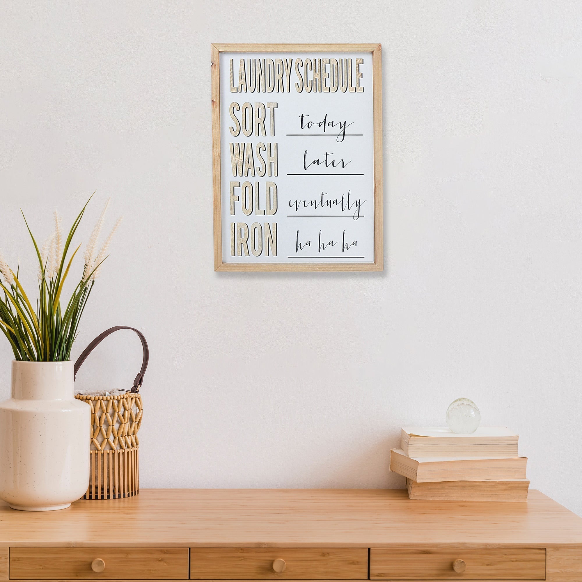 Framed Wooden Laundry Room Sign Laundry Schedule, Farmhouse Laundry Wall Decor