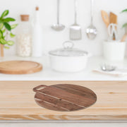 Acacia Wood Round Serving Board With Handle 18" Large Kitchen Serving Platter