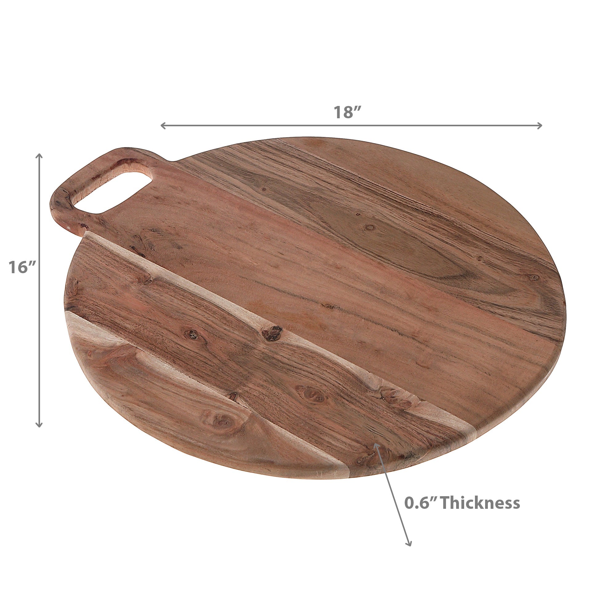 Acacia Wood Round Serving Board With Handle 18" Large Kitchen Serving Platter