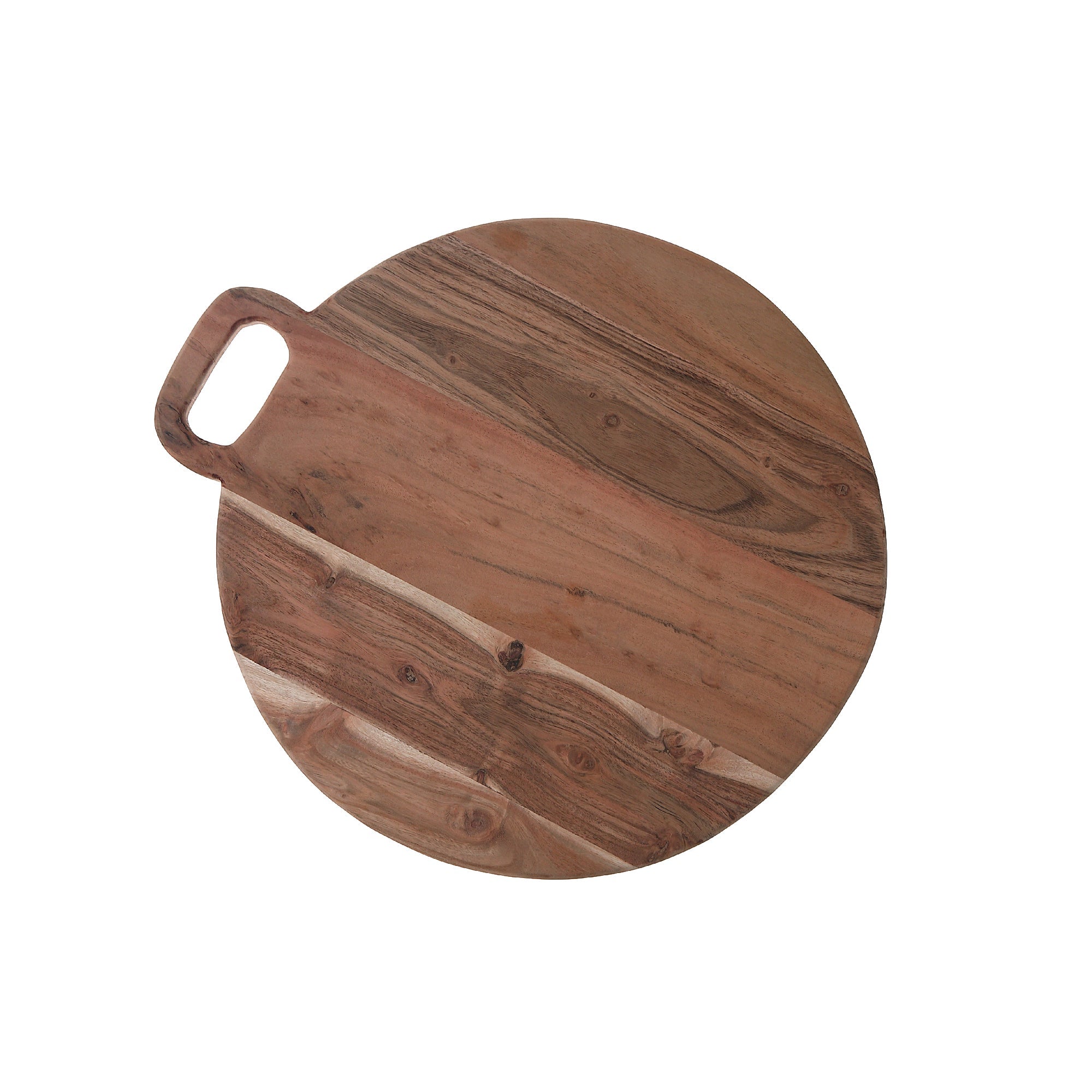 Acacia Wood Round Serving Board With Handle 18" Large Kitchen Serving Platter