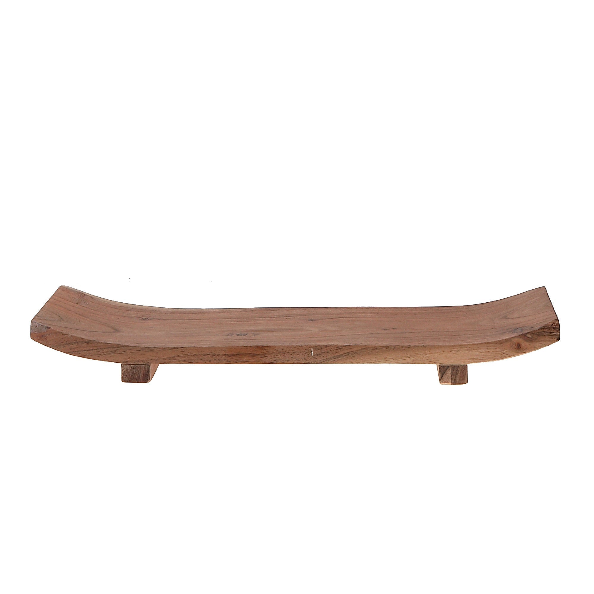 Acacia Wood Rectangular Boat Tray 18" Decorative Kitchen Serving Tray