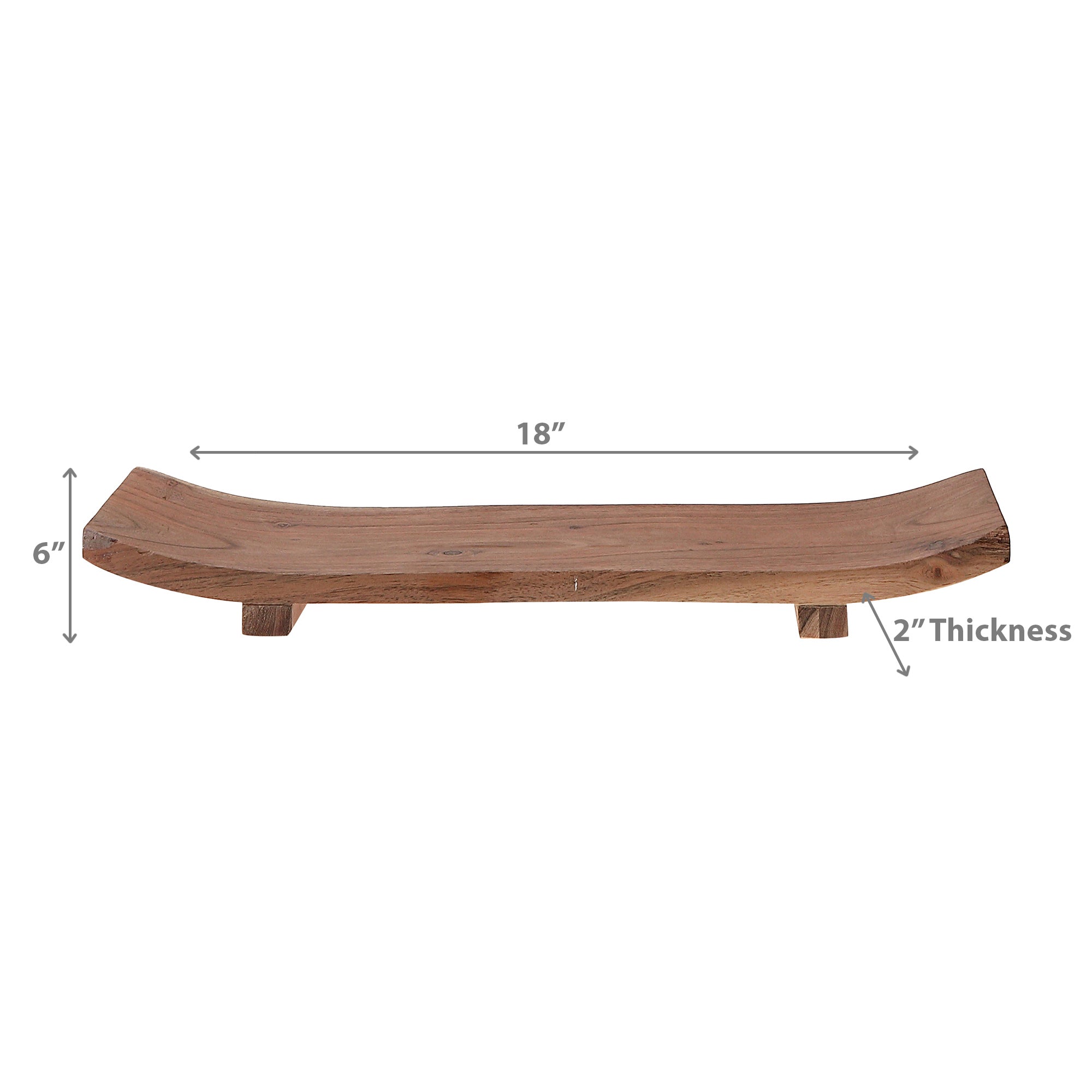 Acacia Wood Rectangular Boat Tray 18" Decorative Kitchen Serving Tray