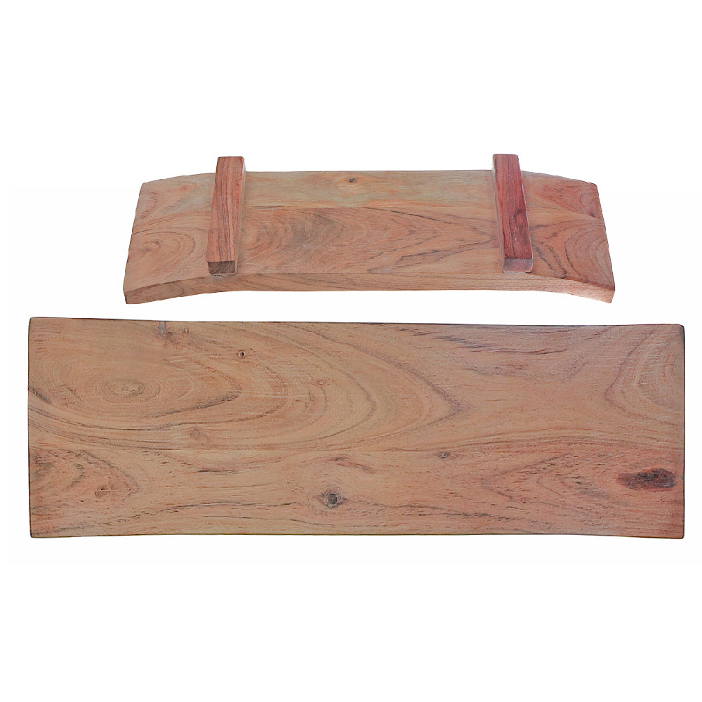 Acacia Wood Rectangle Boat Tray 18 Inch, Kitchen Serving Tray, Cheese Board, Cutting Board, Party Platter, Entertaining Board