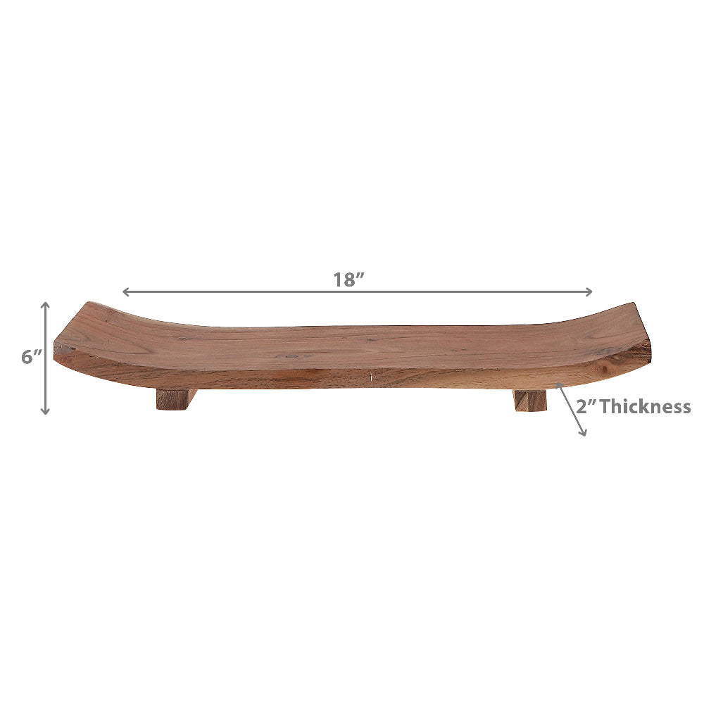 Acacia Wood Rectangle Boat Tray 18 Inch, Kitchen Serving Tray, Cheese Board, Cutting Board, Party Platter, Entertaining Board