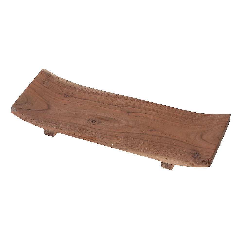 Acacia Wood Rectangle Boat Tray 18 Inch, Kitchen Serving Tray, Cheese Board, Cutting Board, Party Platter, Entertaining Board