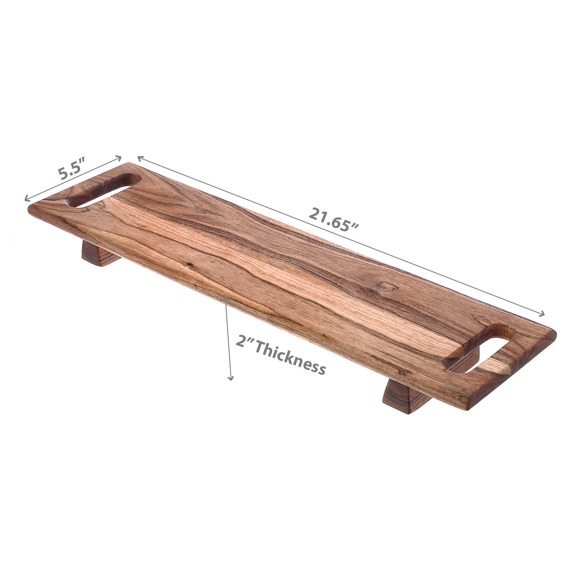 Acacia Wood Rectangular Serving Board With Dual Handles On Stand Kitchen Serving Tray