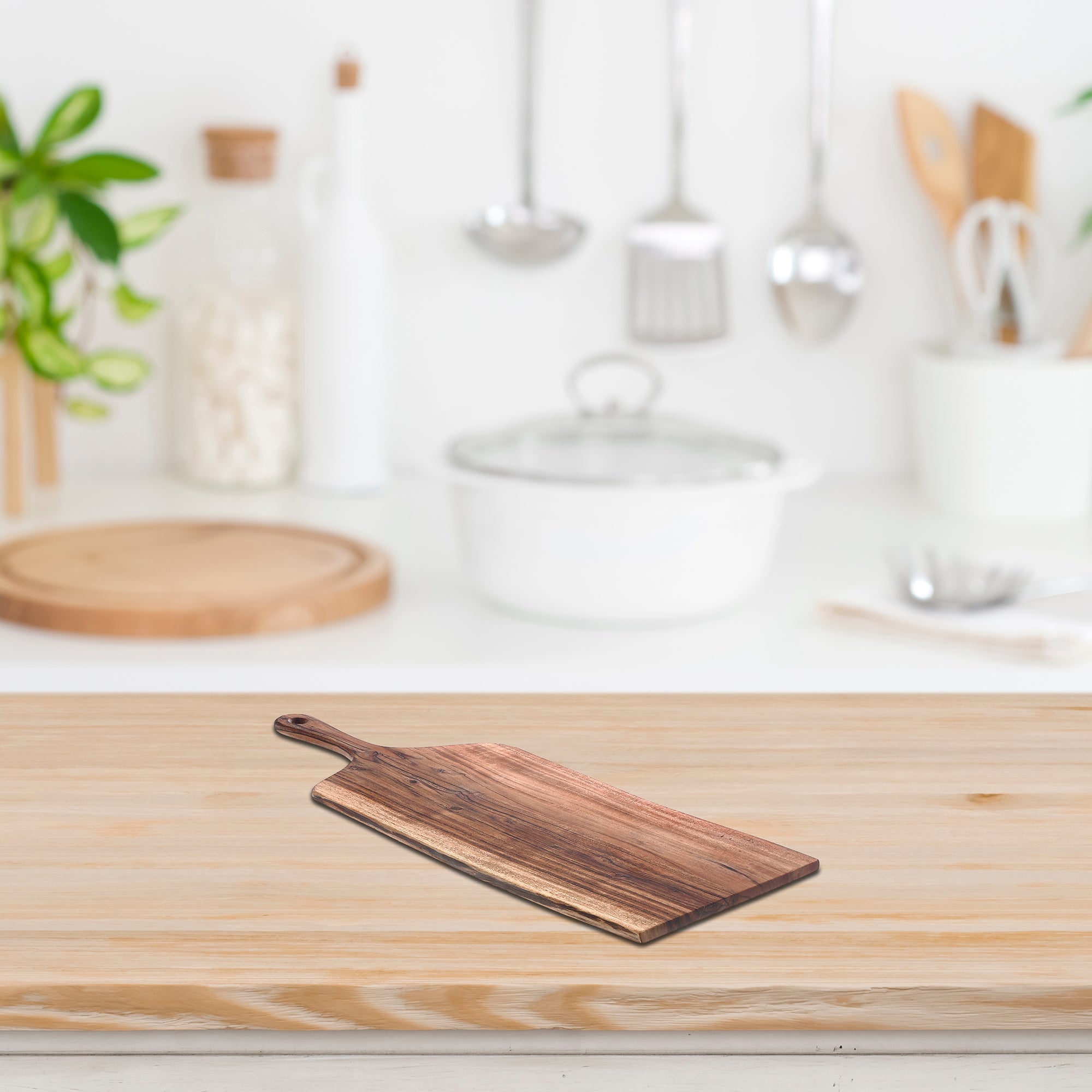 Acacia Wood Live Edge Serving Board With Handle Rustic Kitchen Serving Platter