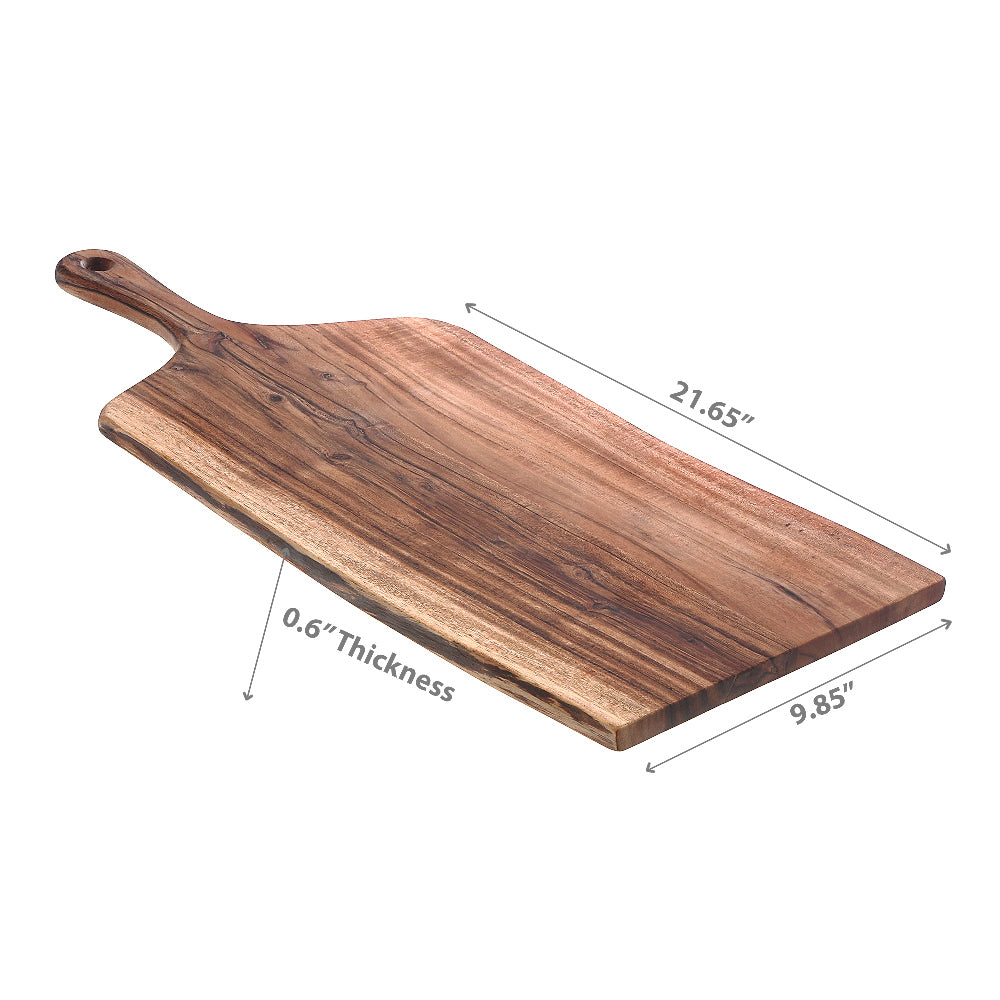 Acacia Wood Live Edge Serving Board with Handle, Cutting Board, Cheese Board, Party Tray, Entertaining Platter