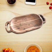 Acacia Wood Oval Serving Tray With Double Handle Decorative Kitchen Serving Tray