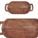 Custom Acacia Wood Oval Serving Tray With Double Handle