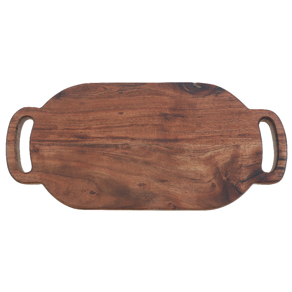 Acacia Wood Oval Serving Tray with Double Handles, Kitchen Platter, Cheese Board, Party Serving Tray, Entertaining Board