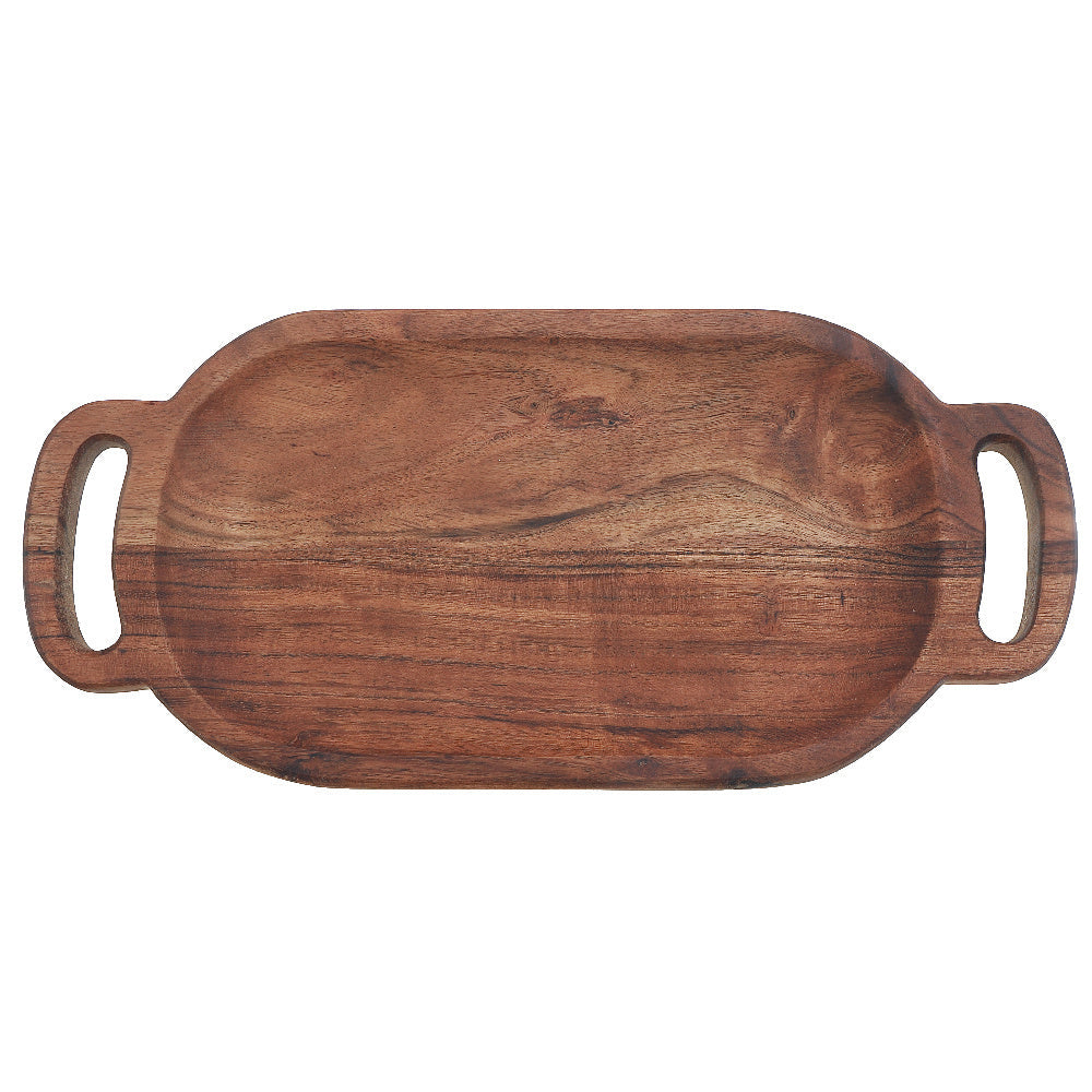 Acacia Wood Oval Serving Tray with Double Handles, Kitchen Platter, Cheese Board, Party Serving Tray, Entertaining Board