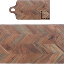 Custom Acacia Wood Rectangle Chevron Serving Board With Handle