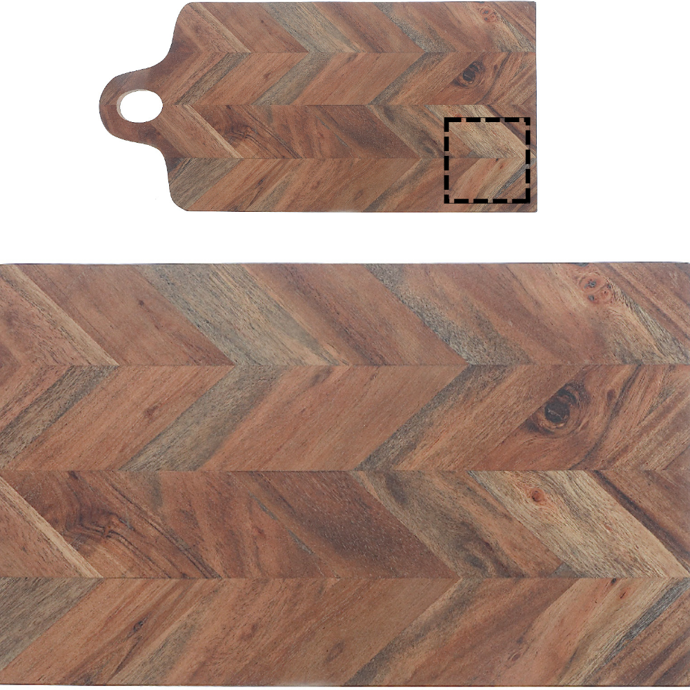 Acacia Wood Rectangle Chevron Serving Board with Handle, Kitchen Tray, Cheese Board, Cutting Board, Entertaining Platter
